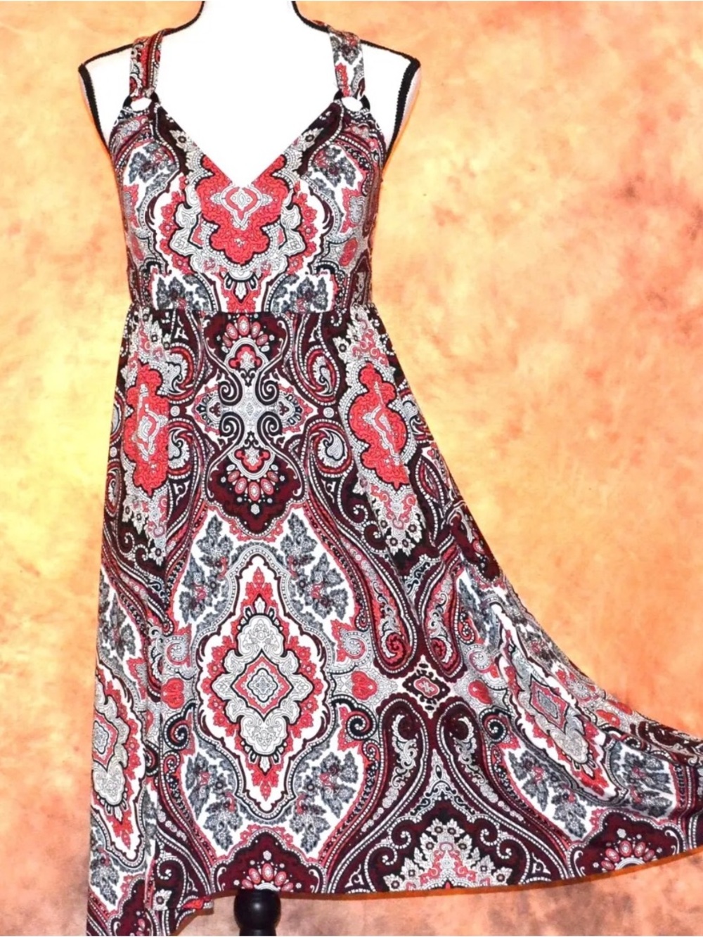 Women's Dress Bohemian Print Handkerchief Hemline Empire Waist